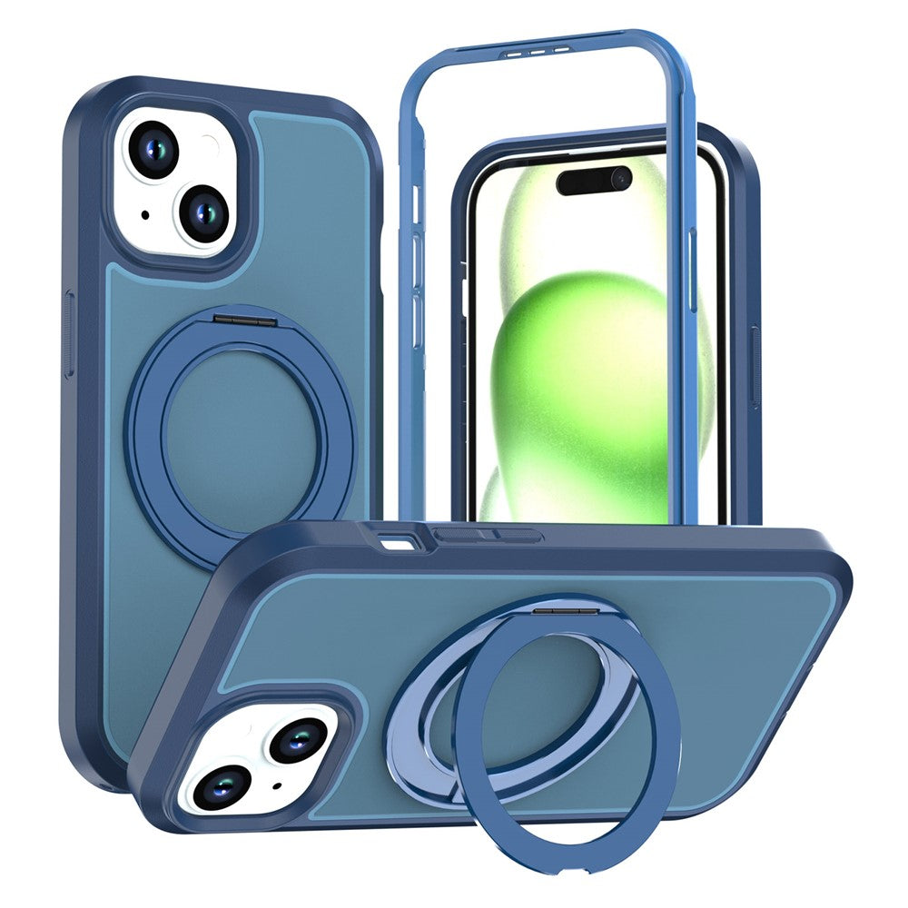 Til iPhone 13 / 14 Magnetisk cover med roterende støttefod PC + TPU Anti-drop Telefoncover