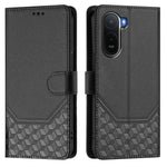 Læderetui med trykt bikubemønster, RFID-blokering og rem til Xiaomi Redmi A7 Pro 4G (171,56 mm) / Xiaomi Redmi A7 Pro 5G / Xiaomi Poco C85x 5G / Xiaomi Poco C81 4G