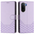 Læderetui med trykt bikubemønster, RFID-blokering og rem til Xiaomi Redmi A7 Pro 4G (171,56 mm) / Xiaomi Redmi A7 Pro 5G / Xiaomi Poco C85x 5G / Xiaomi Poco C81 4G