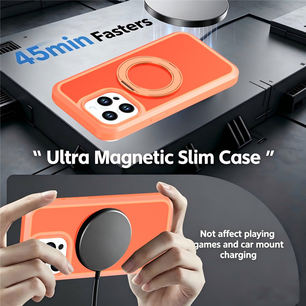 Til iPhone 14 Pro Magnetisk Etui Roterende Støtteben PC + TPU Anti-fald Telefoncover