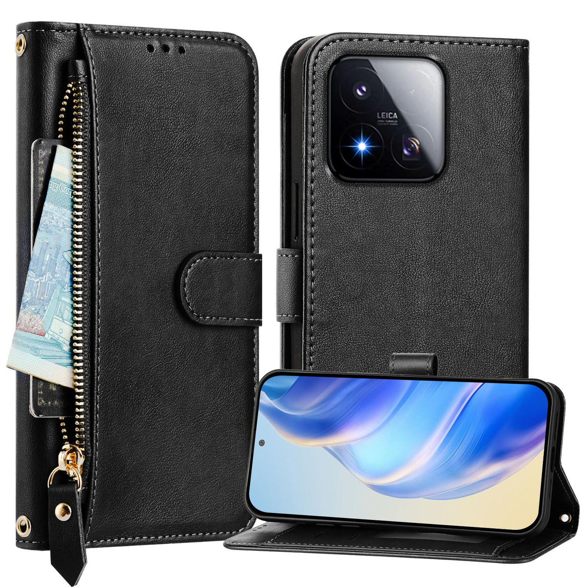 For Xiaomi 17 Max Case Zipper Pocket Multiple Card Slots Leather Phone Cover