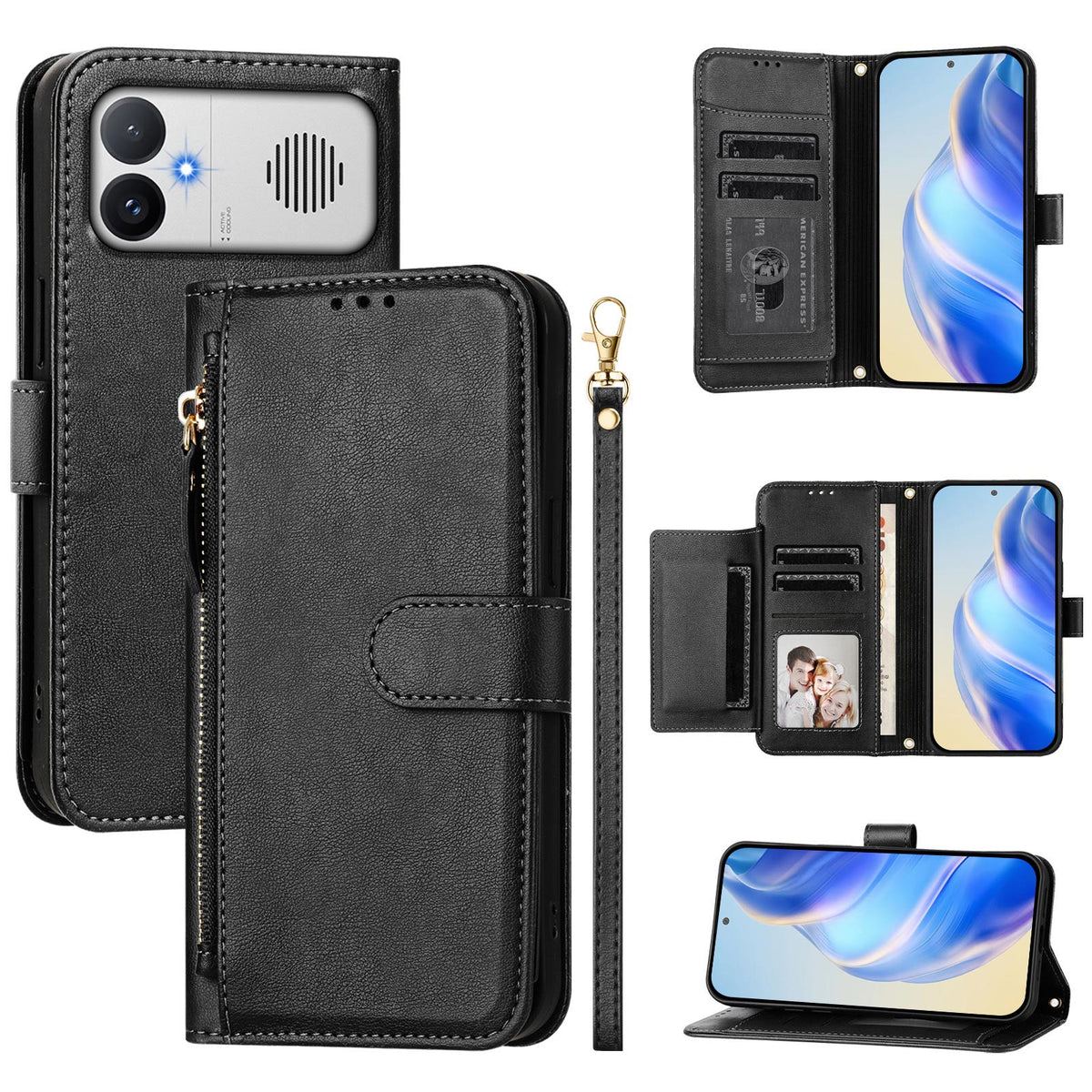 For Xiaomi Redmi K90 Max 5G Case Zipper Pocket Multiple Card Slots Leather Phone Cover