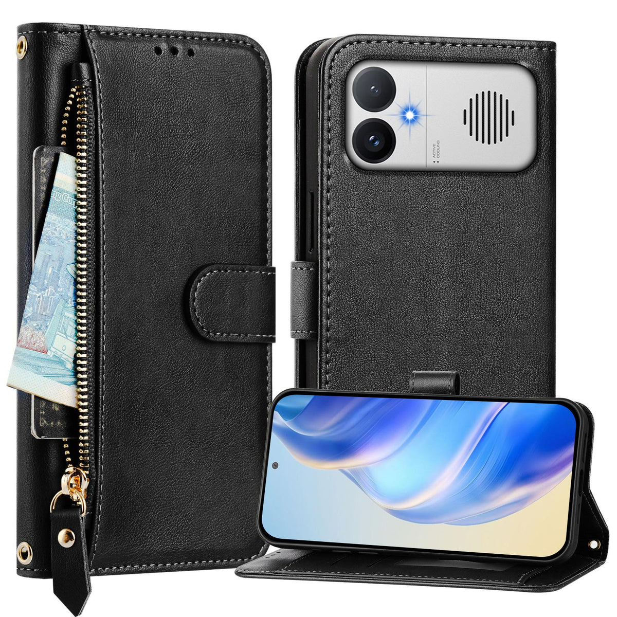For Xiaomi Redmi K90 Max 5G Case Zipper Pocket Multiple Card Slots Leather Phone Cover