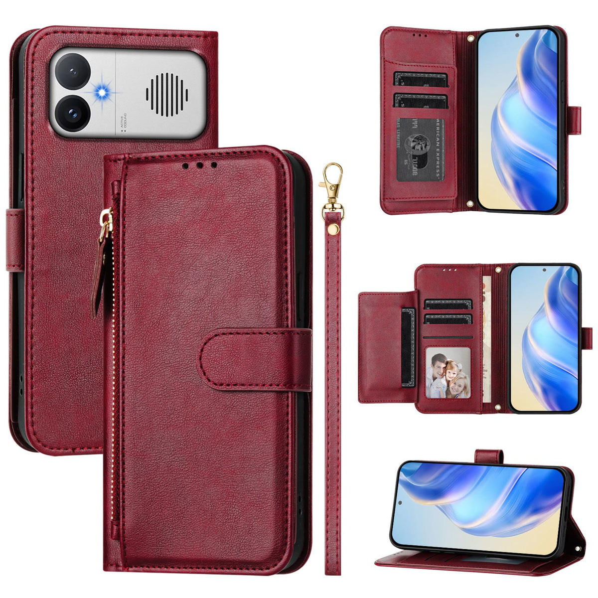 For Xiaomi Redmi K90 Max 5G Case Zipper Pocket Multiple Card Slots Leather Phone Cover