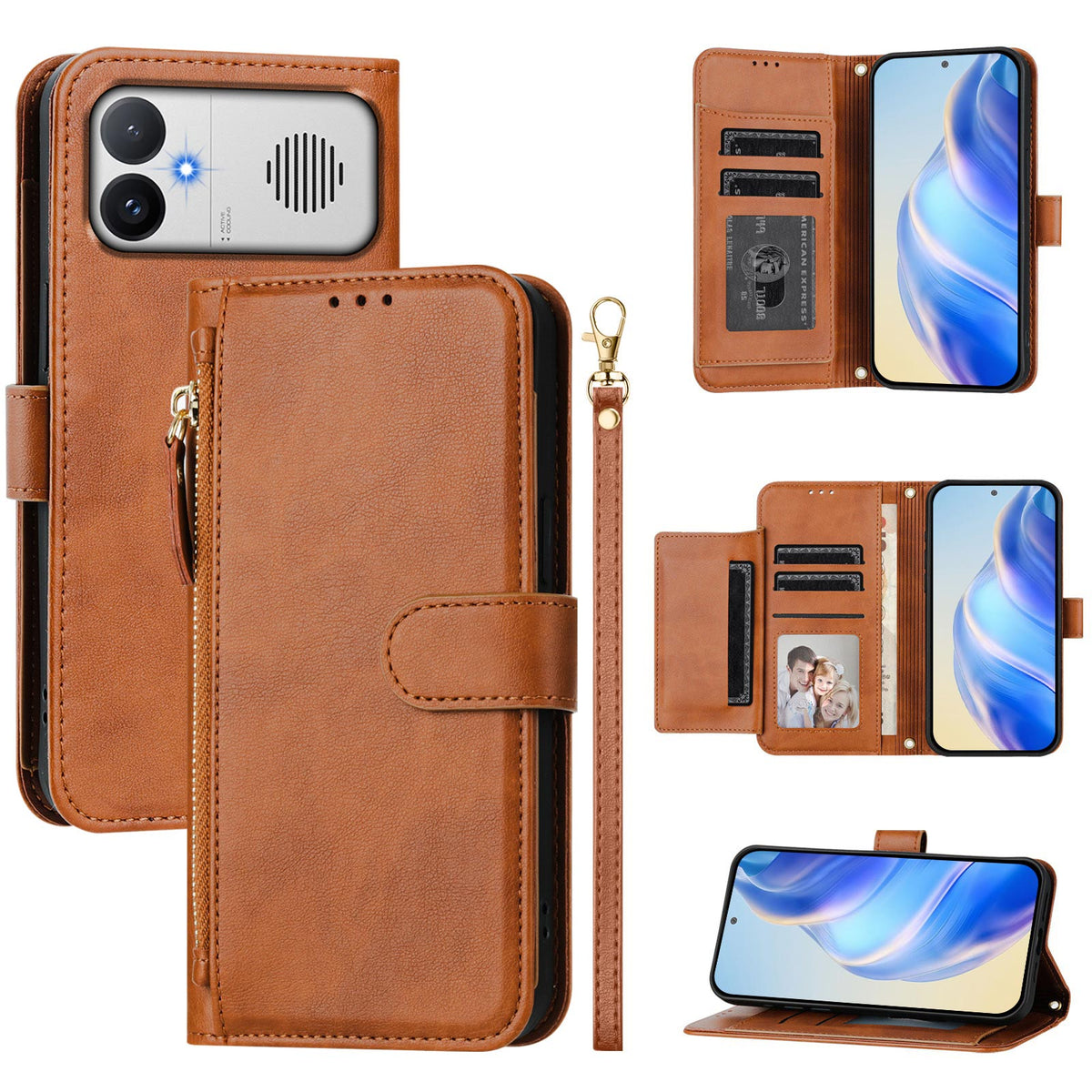 For Xiaomi Redmi K90 Max 5G Case Zipper Pocket Multiple Card Slots Leather Phone Cover
