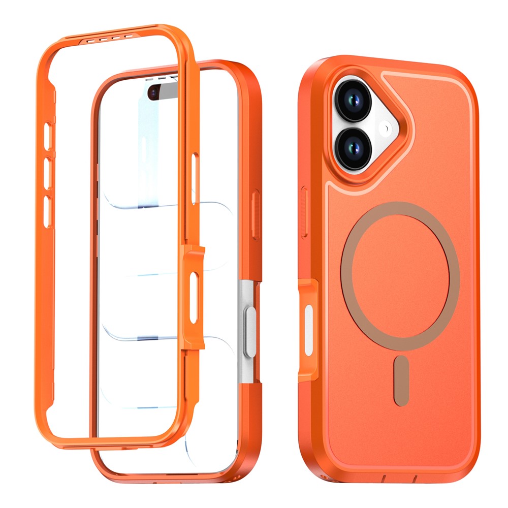 For iPhone 16 Magnetic Case Contrast Color PC + TPU Shockproof Phone Cover