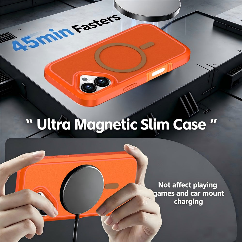 For iPhone 16 Magnetic Case Contrast Color PC + TPU Shockproof Phone Cover