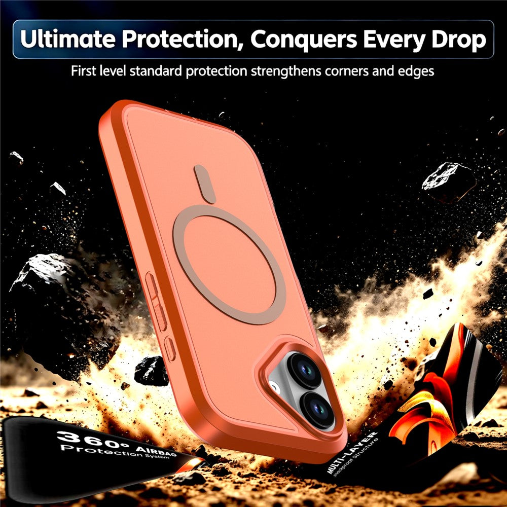 For iPhone 16 Magnetic Case Contrast Color PC + TPU Shockproof Phone Cover