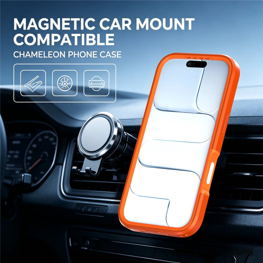 For iPhone 16 Magnetic Case Contrast Color PC + TPU Shockproof Phone Cover