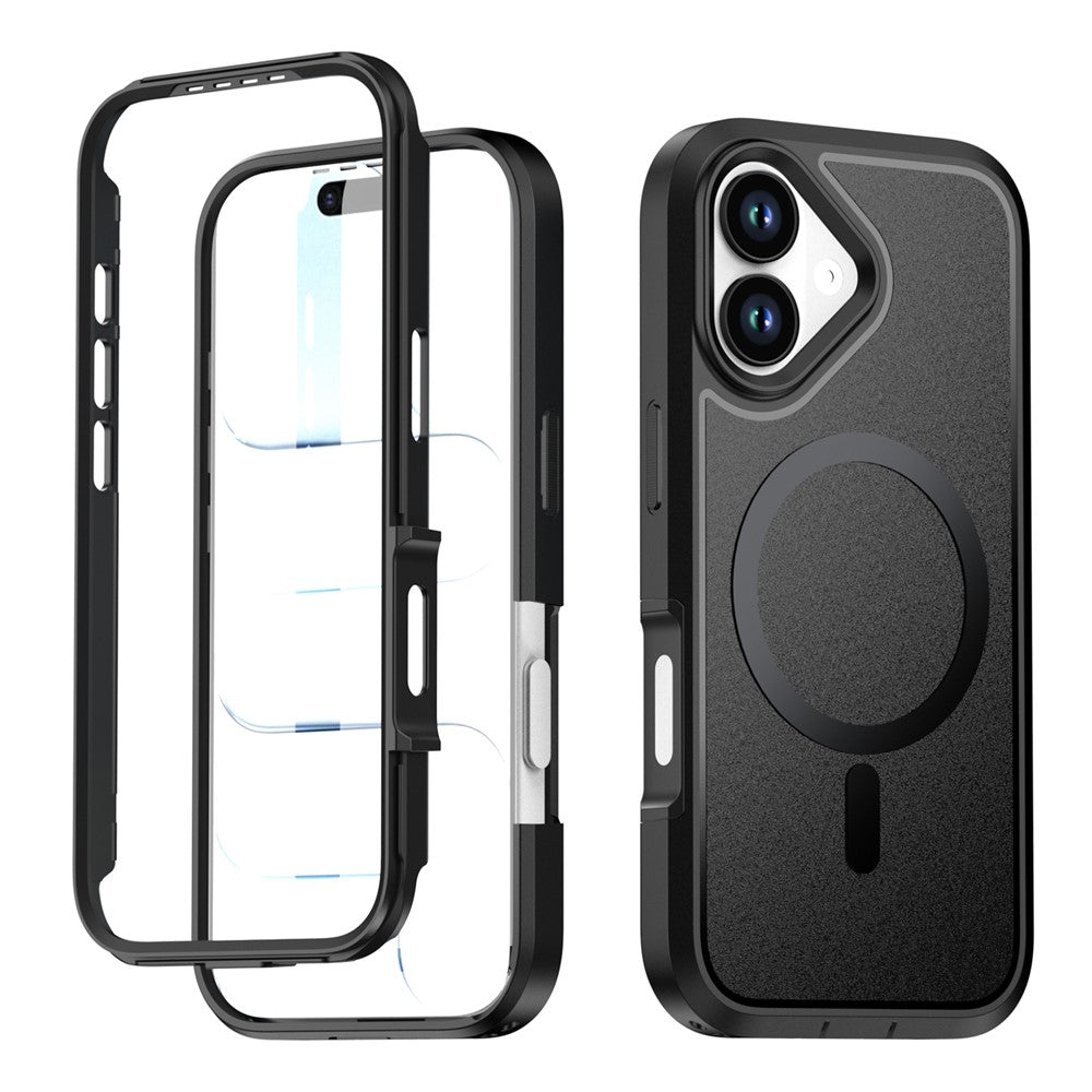 For iPhone 16 Magnetic Case Contrast Color PC + TPU Shockproof Phone Cover