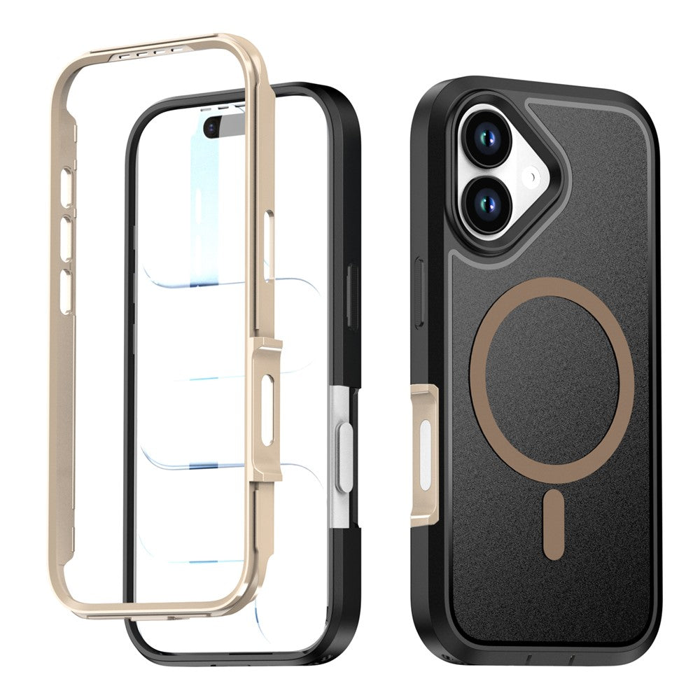 For iPhone 16 Magnetic Case Contrast Color PC + TPU Shockproof Phone Cover