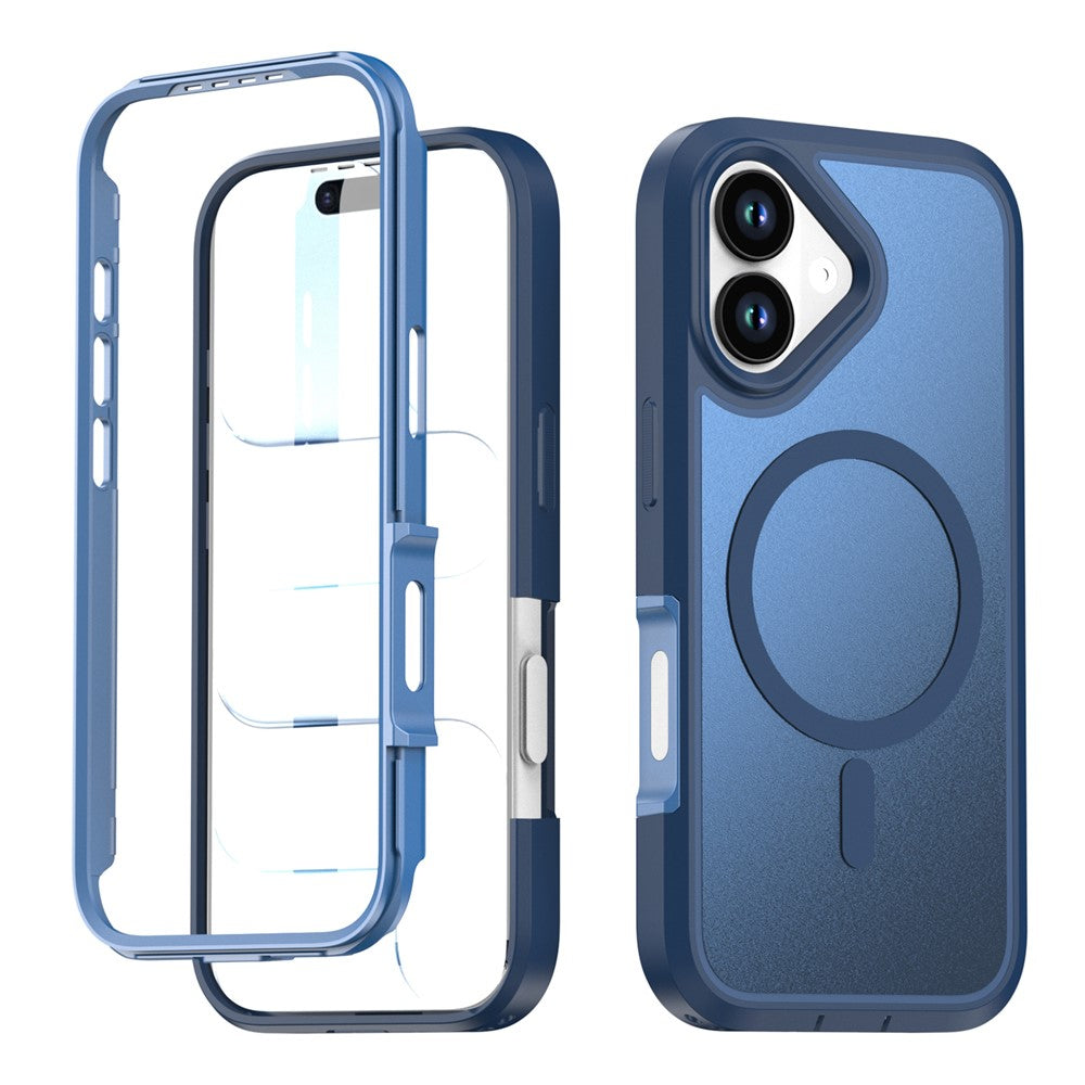 For iPhone 16 Magnetic Case Contrast Color PC + TPU Shockproof Phone Cover