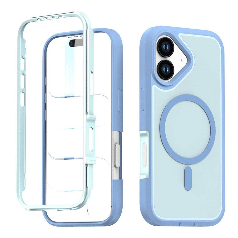 For iPhone 16 Magnetic Case Contrast Color PC + TPU Shockproof Phone Cover