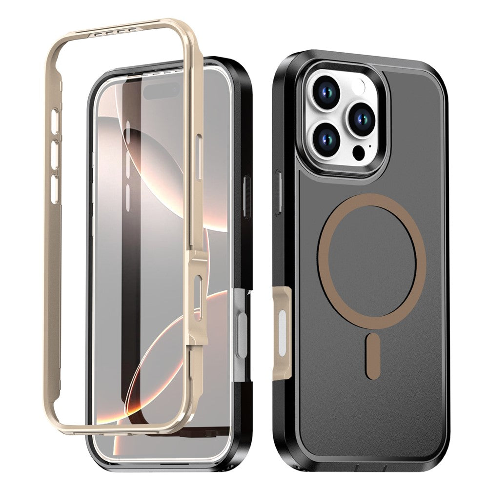 Til iPhone 16 Pro Magnetisk Cover Kontrastfarve PC + TPU Stødsikkert Telefoncover