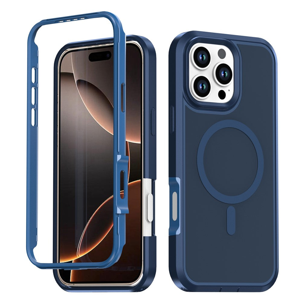 Til iPhone 16 Pro Magnetisk Cover Kontrastfarve PC + TPU Stødsikkert Telefoncover