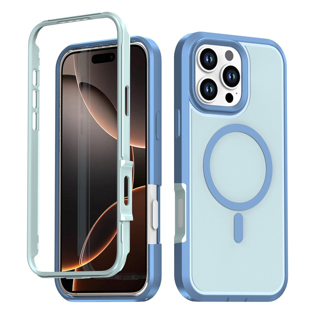 Til iPhone 16 Pro Magnetisk Cover Kontrastfarve PC + TPU Stødsikkert Telefoncover