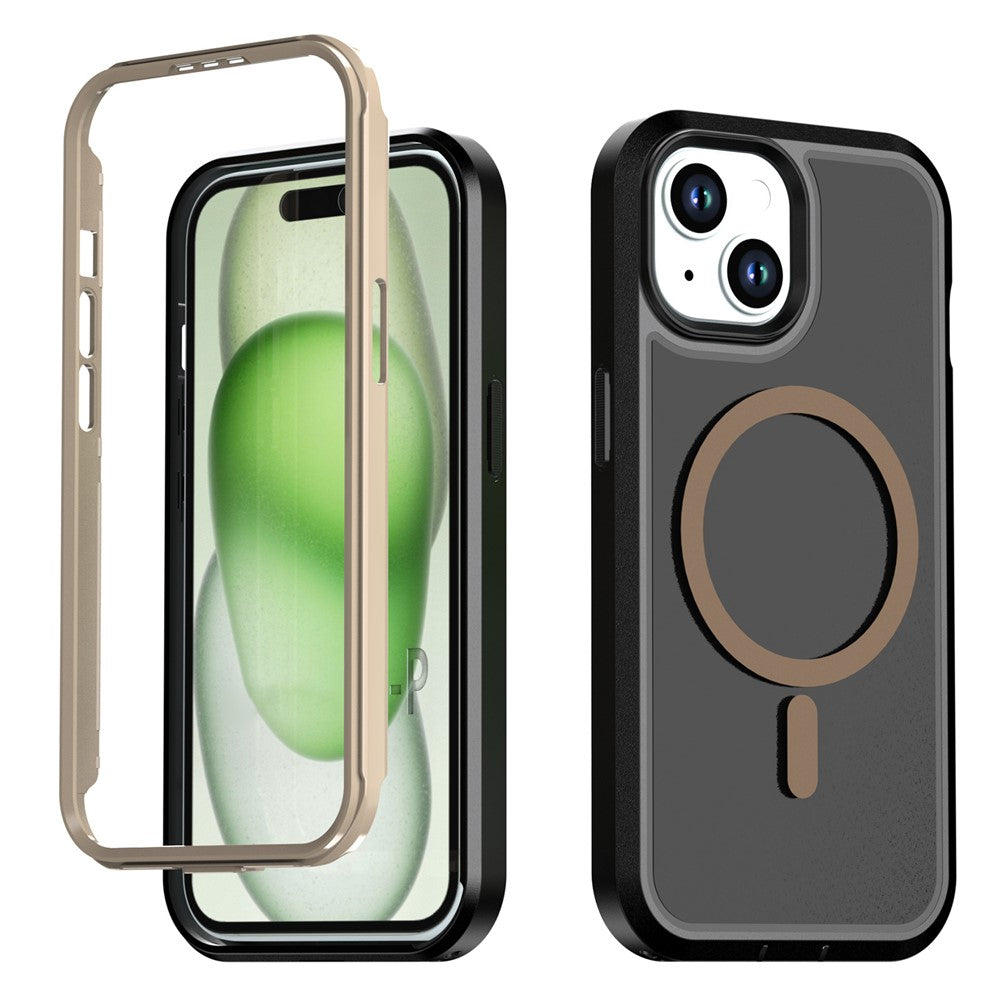 For iPhone 15 Magnetic Case Contrast Color PC + TPU Shockproof Phone Cover