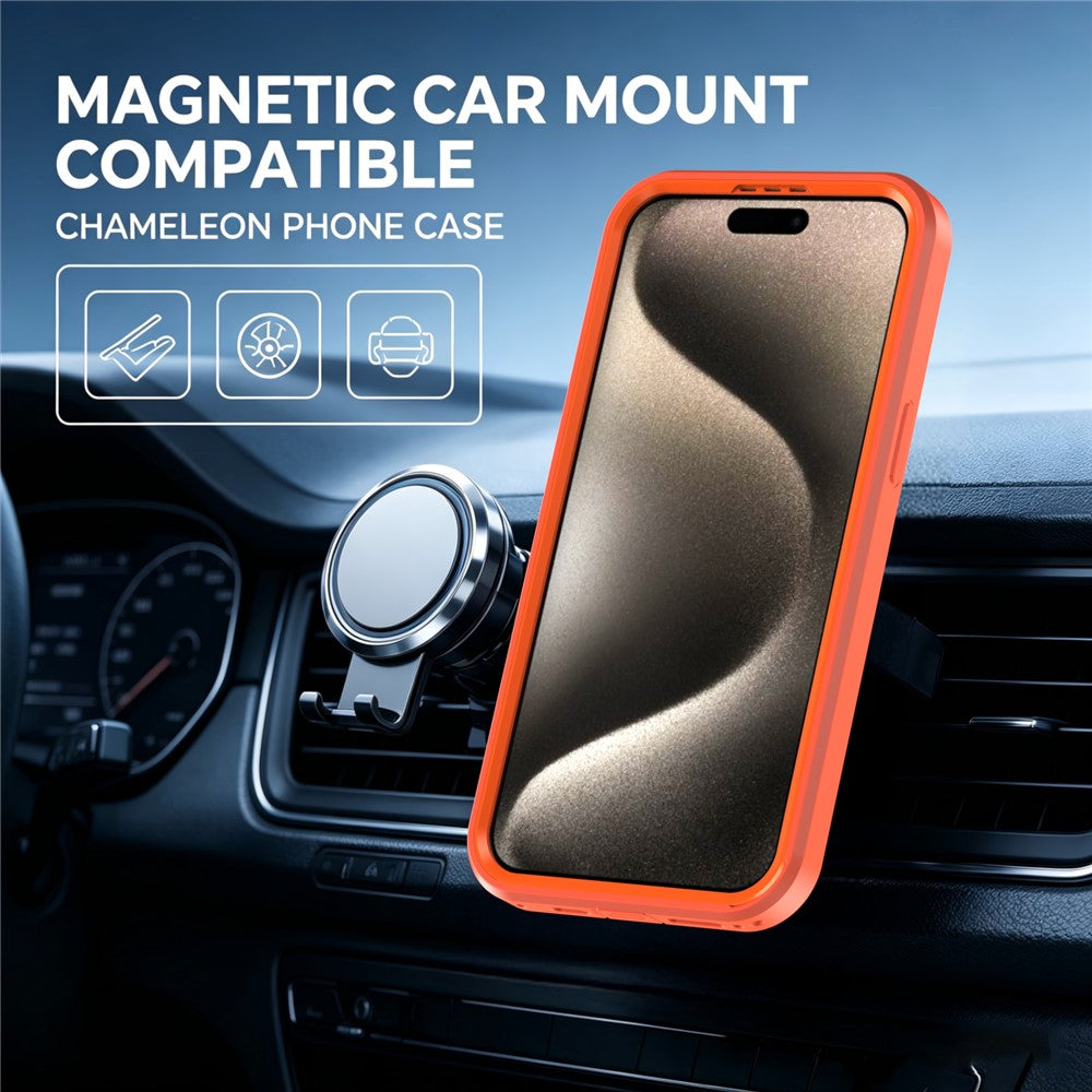 Til iPhone 15 Pro Magnetisk Cover Kontrastfarve PC + TPU Stødsikkert Telefoncover