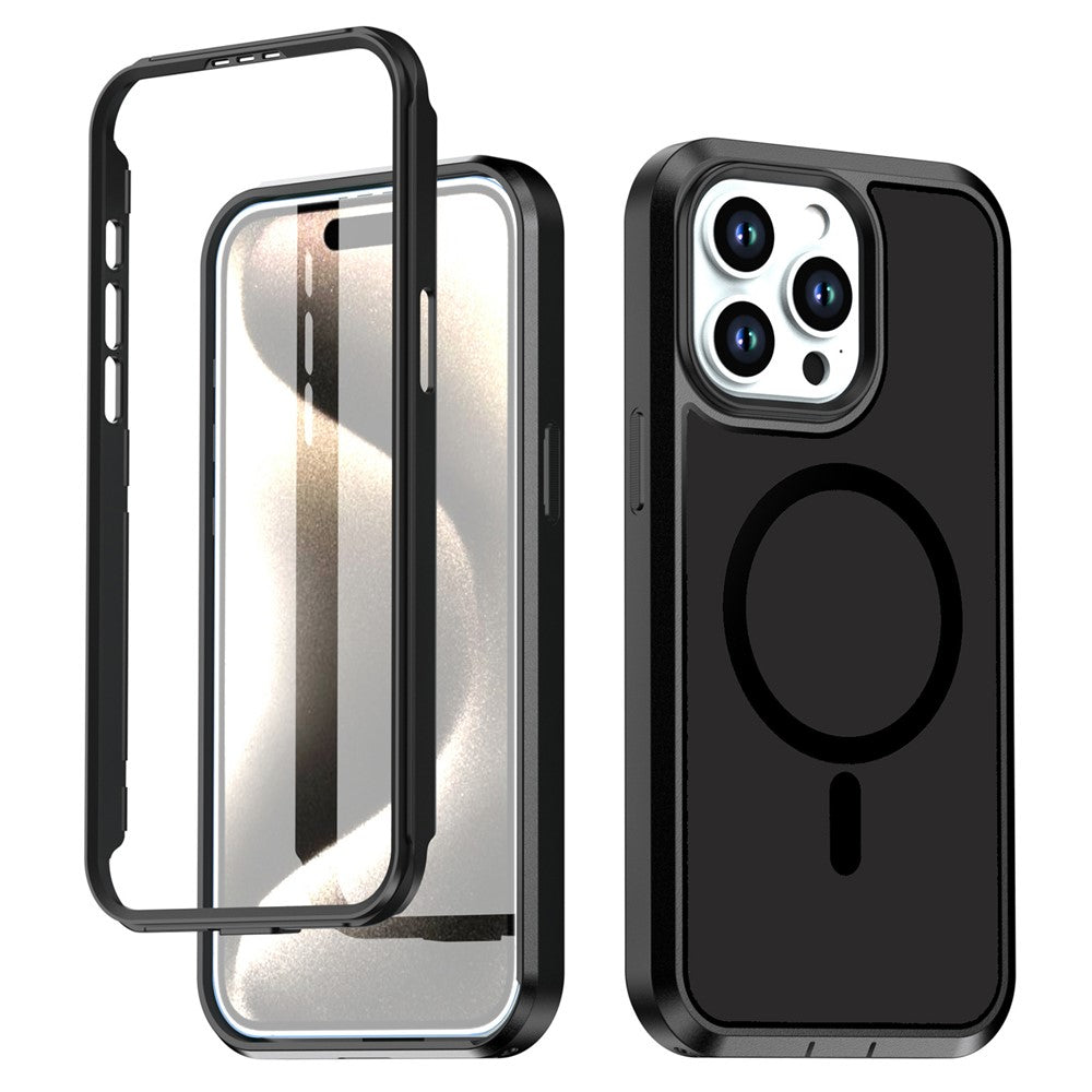 Til iPhone 15 Pro Magnetisk Cover Kontrastfarve PC + TPU Stødsikkert Telefoncover