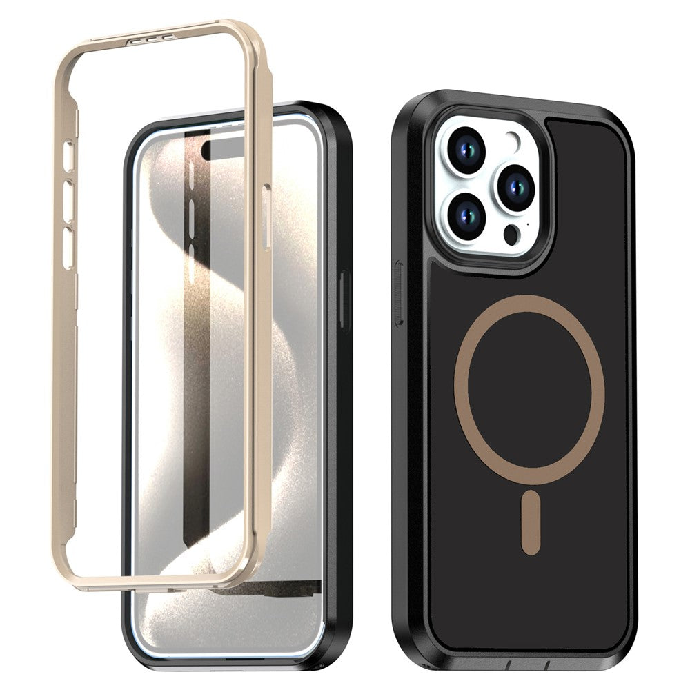 Til iPhone 15 Pro Magnetisk Cover Kontrastfarve PC + TPU Stødsikkert Telefoncover