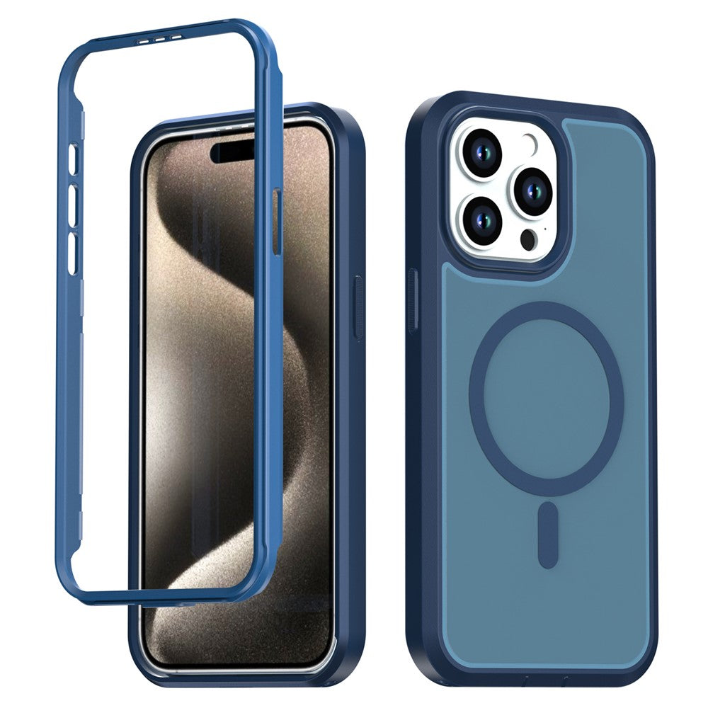 Til iPhone 15 Pro Magnetisk Cover Kontrastfarve PC + TPU Stødsikkert Telefoncover