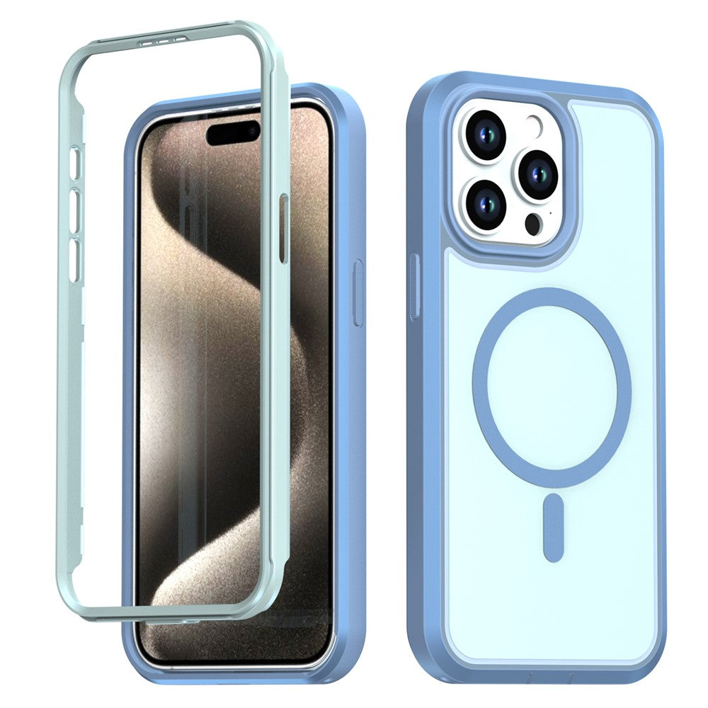 Til iPhone 15 Pro Magnetisk Cover Kontrastfarve PC + TPU Stødsikkert Telefoncover