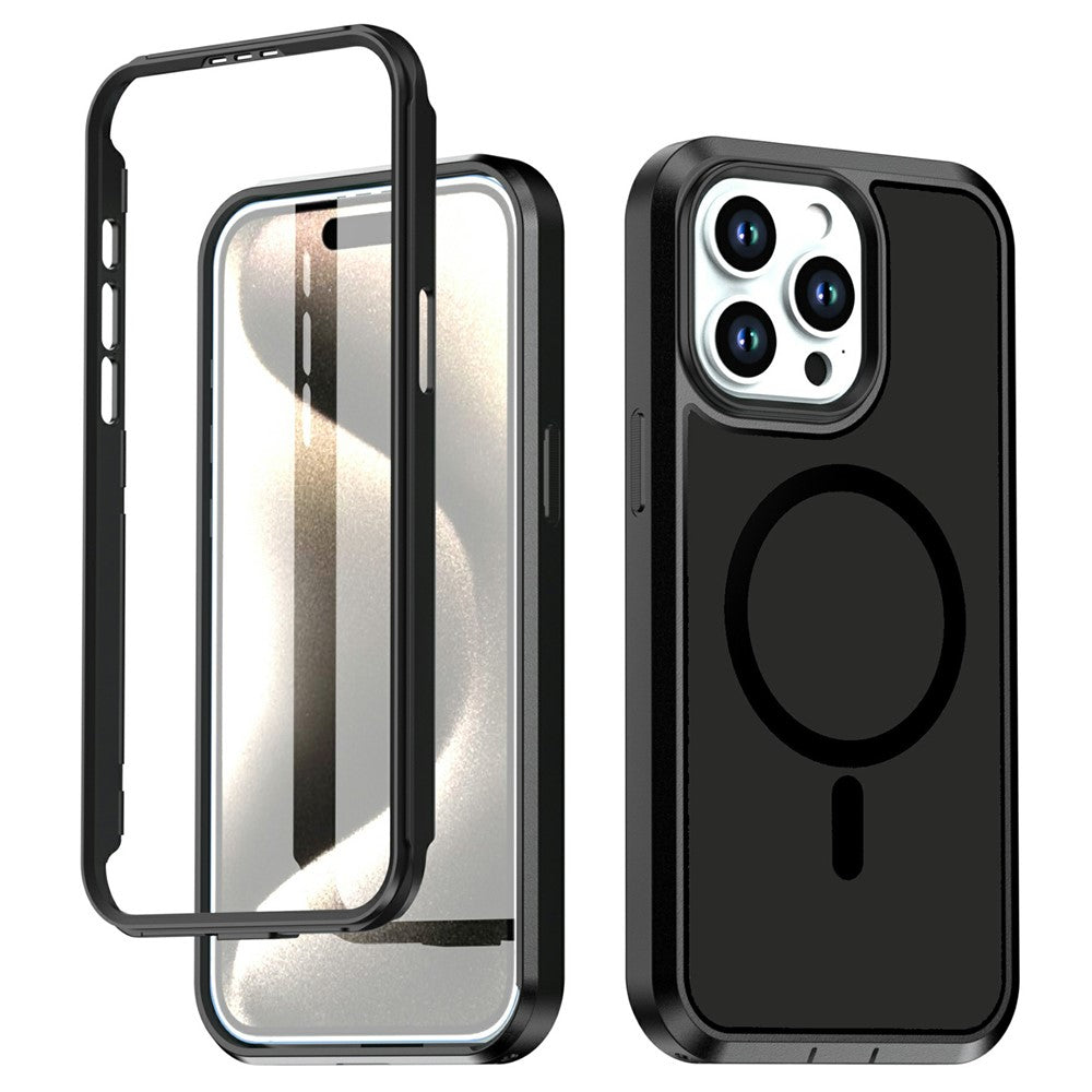 For iPhone 14 Pro Max Magnetic Case Contrast Color PC + TPU Shockproof Phone Cover