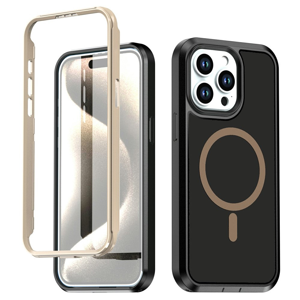 For iPhone 14 Pro Max Magnetic Case Contrast Color PC + TPU Shockproof Phone Cover