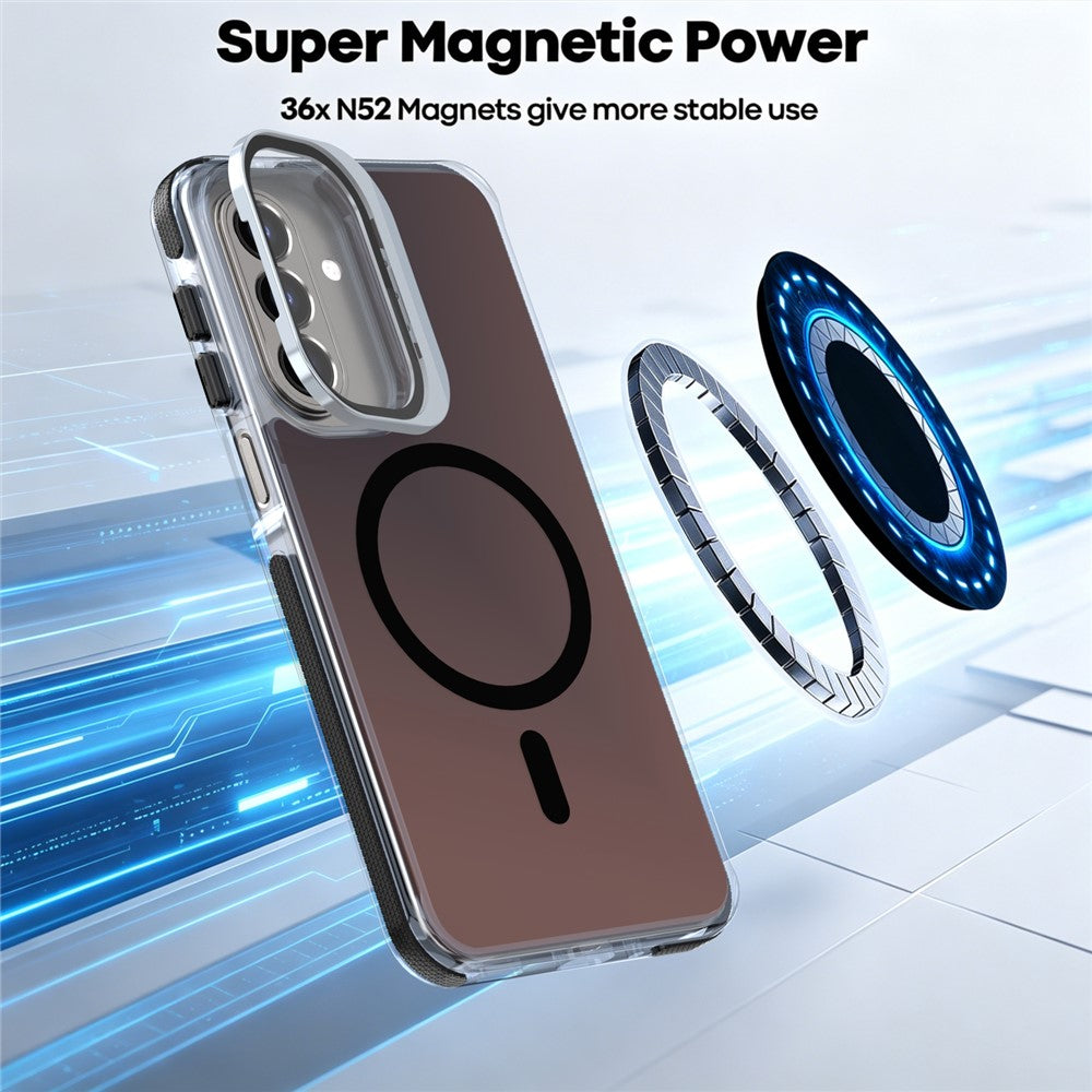 Til Samsung Galaxy A57 5G Magnetisk Cover Kameraramme Støtteben TPU Akryl Stødsikkert Telefoncover