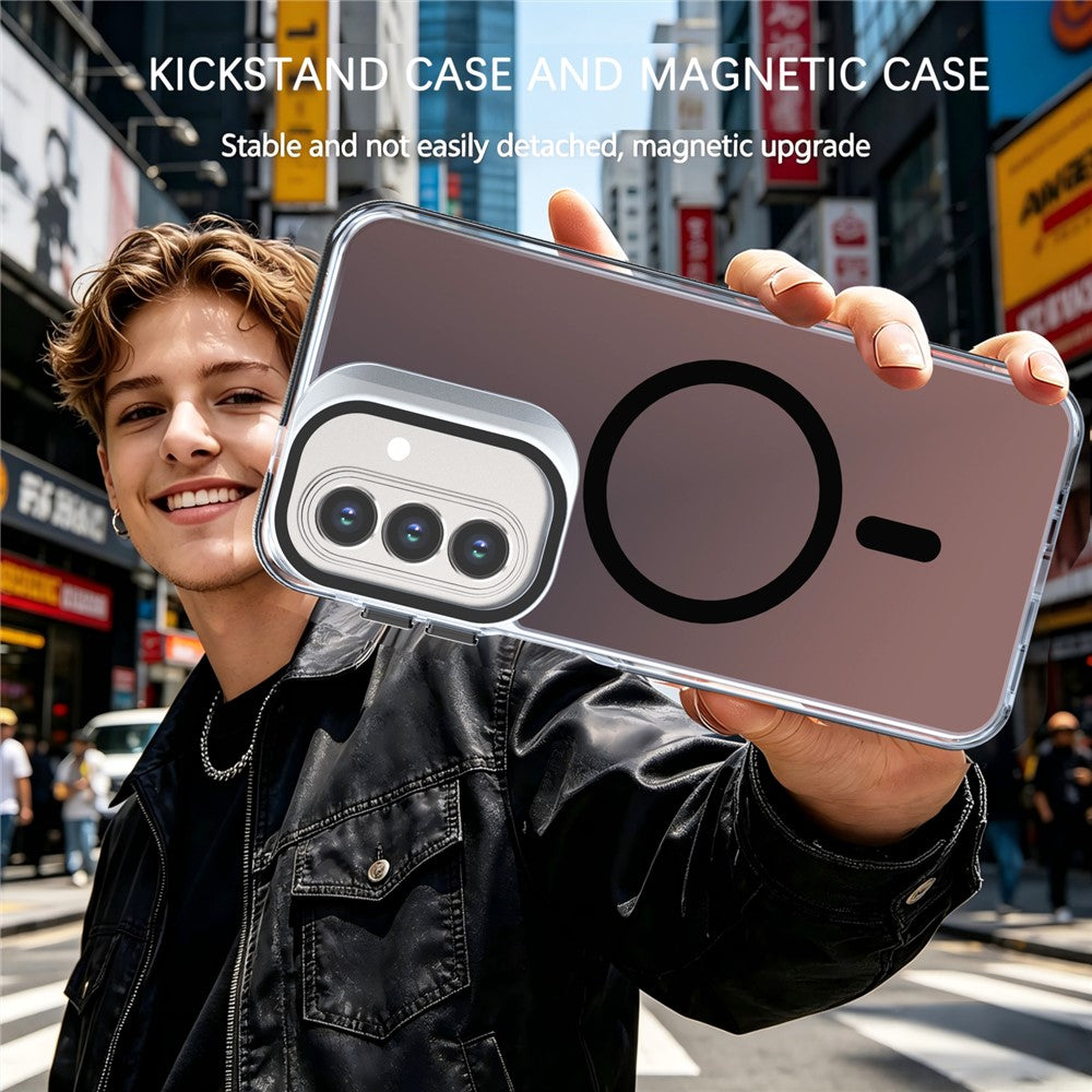 Til Samsung Galaxy A57 5G Magnetisk Cover Kameraramme Støtteben TPU Akryl Stødsikkert Telefoncover