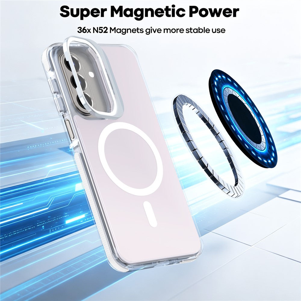 For Samsung Galaxy A27 5G Magnetic Case Camera Frame Kickstand TPU Acrylic Shockproof Phone Cover