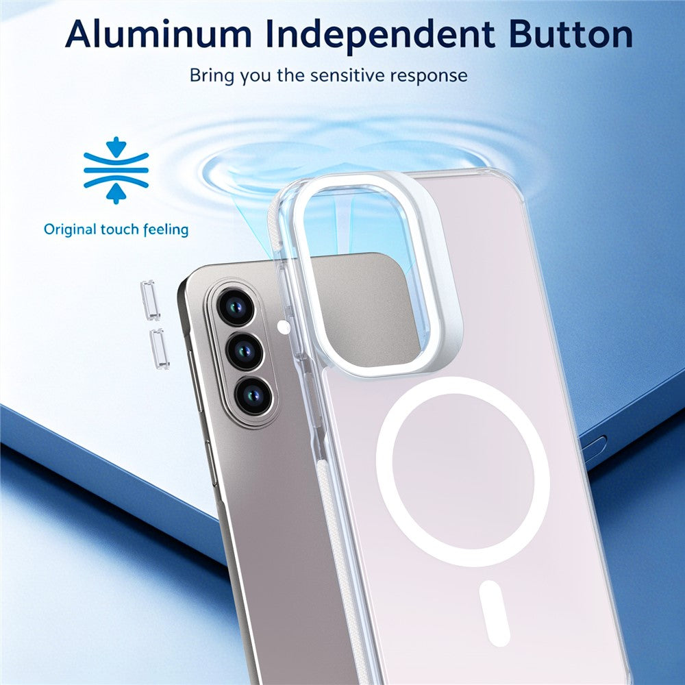For Samsung Galaxy A27 5G Magnetic Case Camera Frame Kickstand TPU Acrylic Shockproof Phone Cover