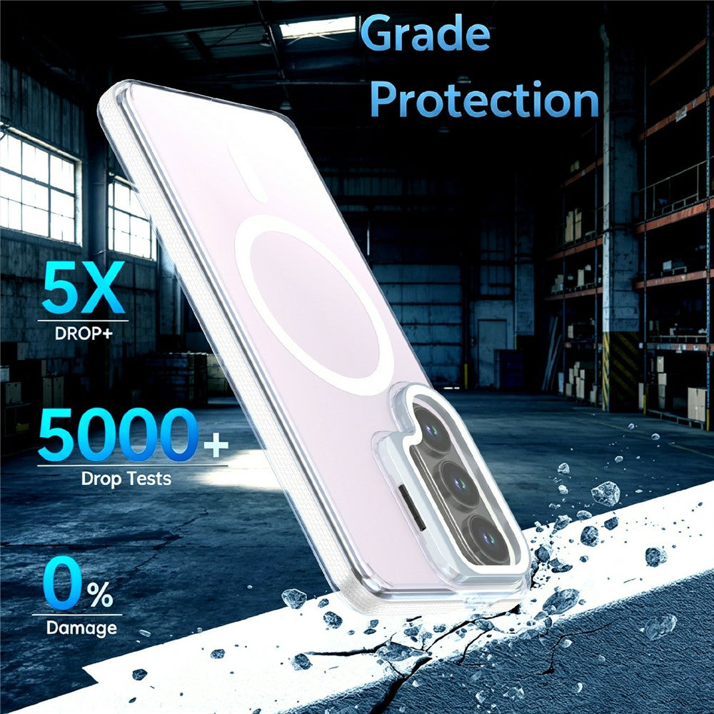 Magnetiskt skal för Samsung Galaxy S26+, kameraram, stativ, TPU akryl, stötsäkert mobilskal