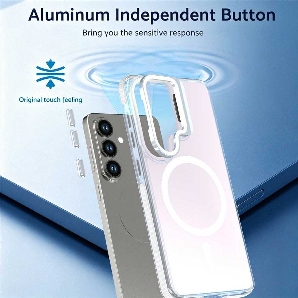 Magnetiskt skal för Samsung Galaxy S26+, kameraram, stativ, TPU akryl, stötsäkert mobilskal