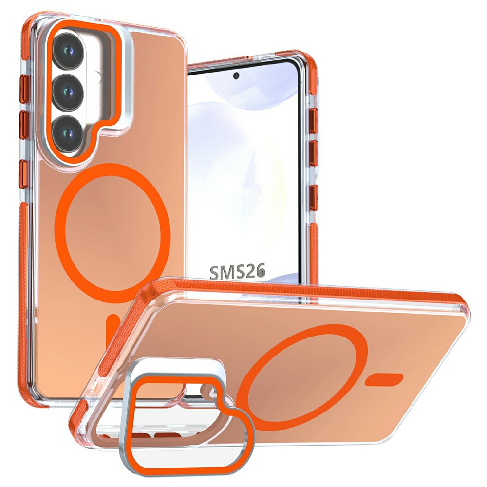 Magnetiskt skal för Samsung Galaxy S26+, kameraram, stativ, TPU akryl, stötsäkert mobilskal
