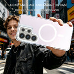 For Samsung Galaxy S23 Ultra Magnetic Case Camera Frame Kickstand TPU Acrylic Shockproof Phone Cover