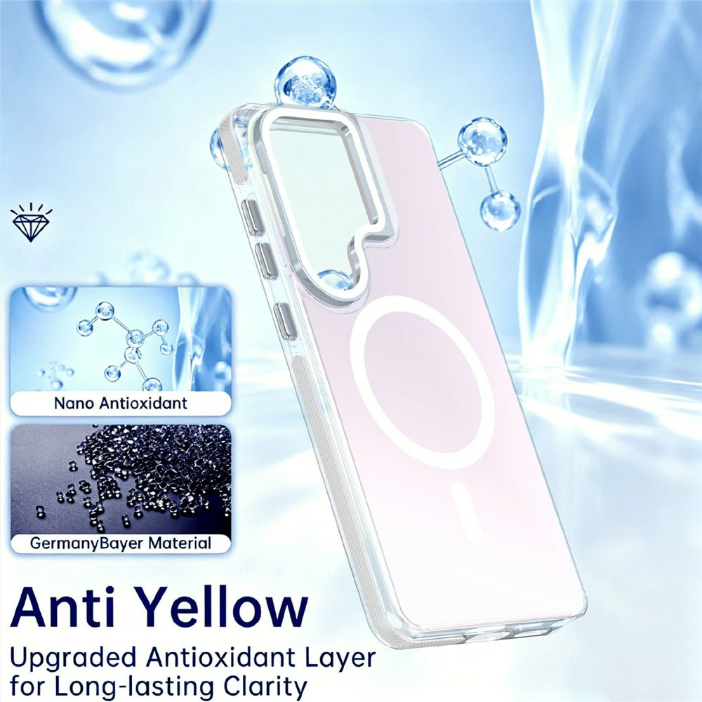For Samsung Galaxy S23 Ultra Magnetic Case Camera Frame Kickstand TPU Acrylic Shockproof Phone Cover