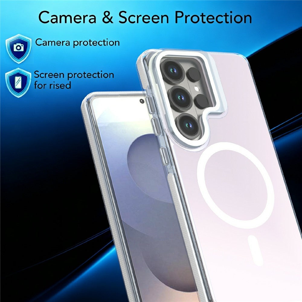 For Samsung Galaxy S23 Ultra Magnetic Case Camera Frame Kickstand TPU Acrylic Shockproof Phone Cover