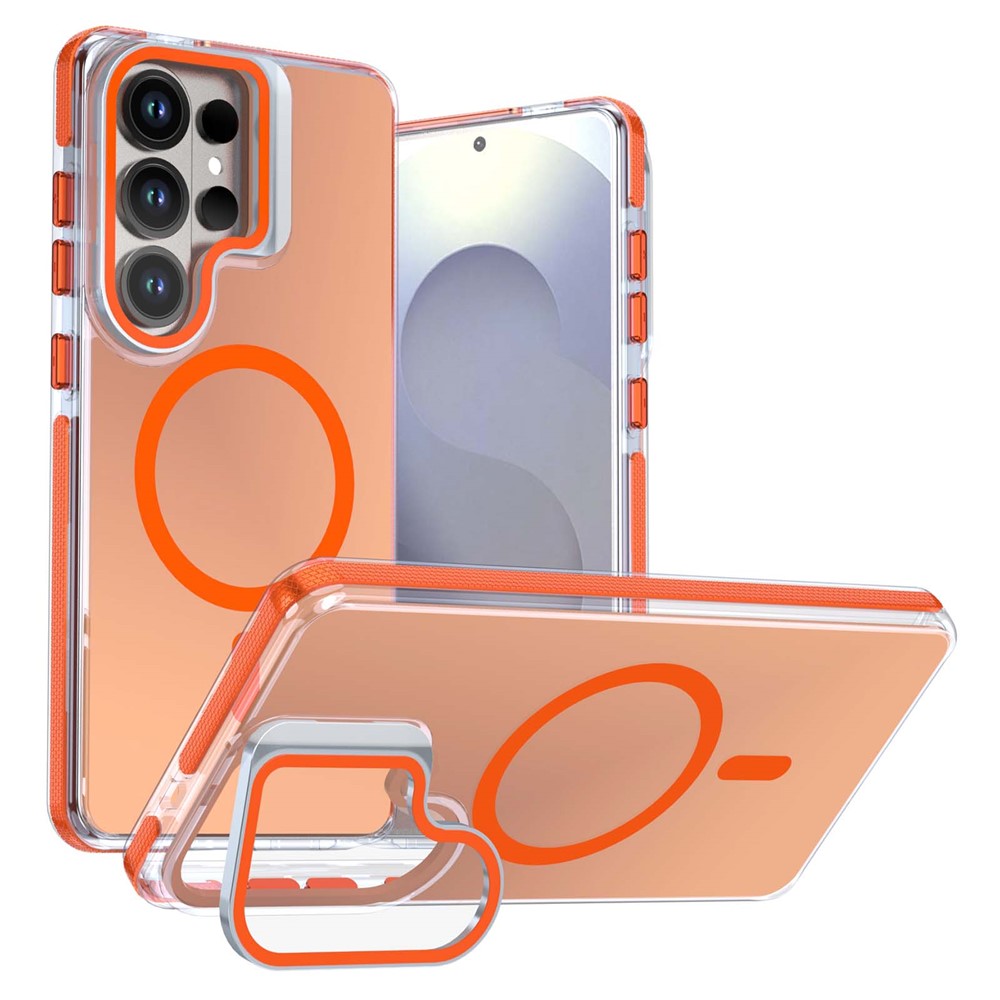 For Samsung Galaxy S24 Ultra Magnetic Case Camera Frame Kickstand TPU Acrylic Shockproof Phone Cover