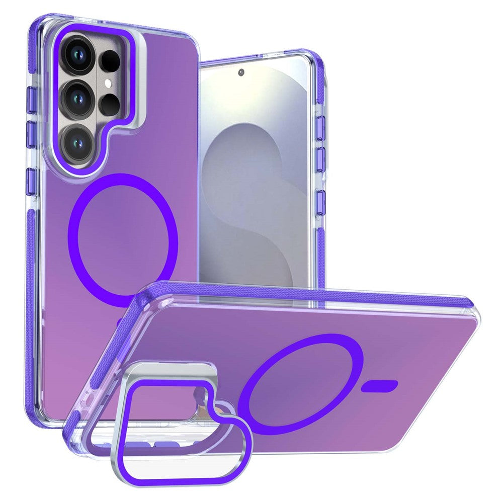 For Samsung Galaxy S25 Ultra Magnetic Case Camera Frame Kickstand TPU Acrylic Shockproof Phone Cover