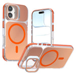 For iPhone 16 Magnetic Case Camera Frame Kickstand TPU Acrylic Shockproof Phone Cover