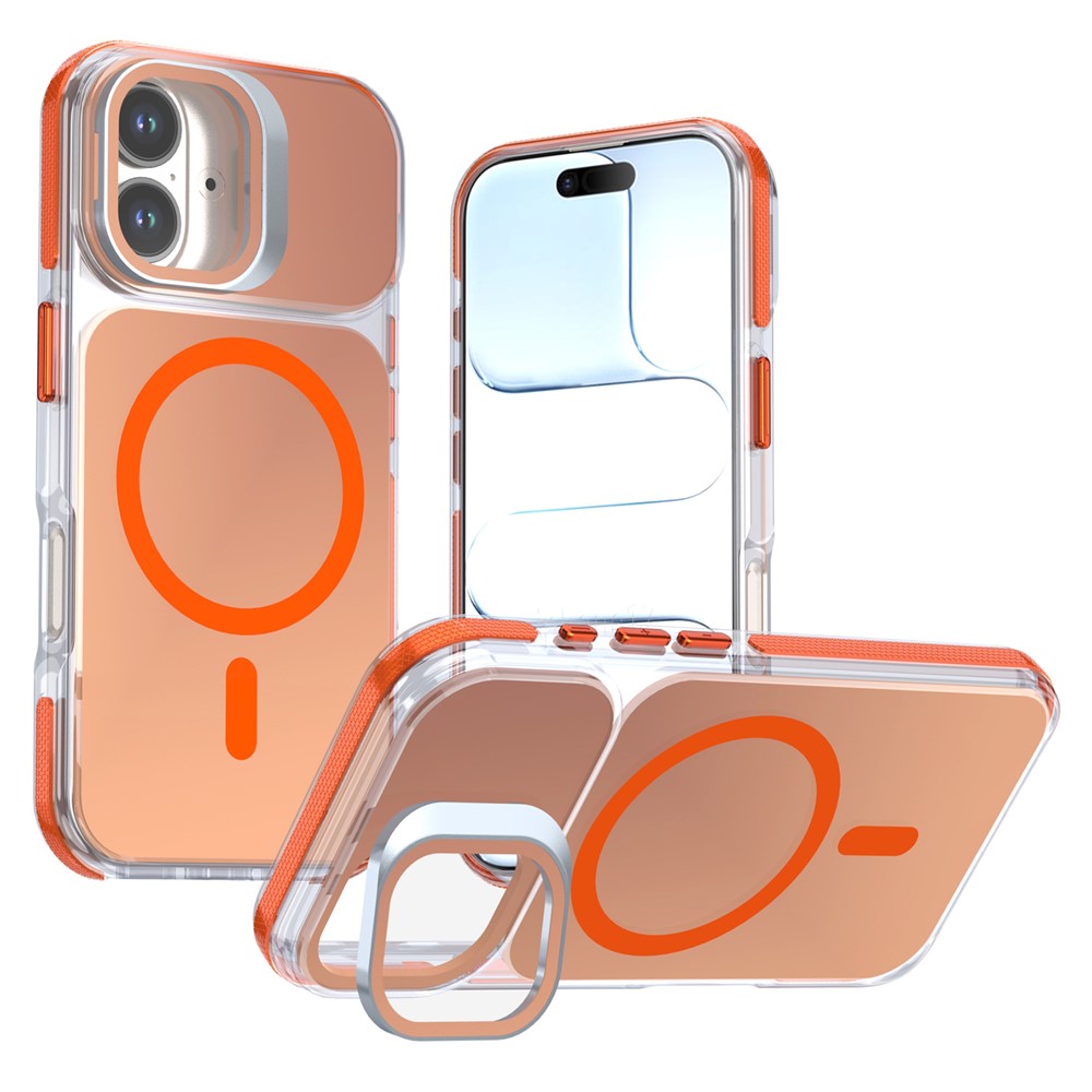 For iPhone 16 Magnetic Case Camera Frame Kickstand TPU Acrylic Shockproof Phone Cover