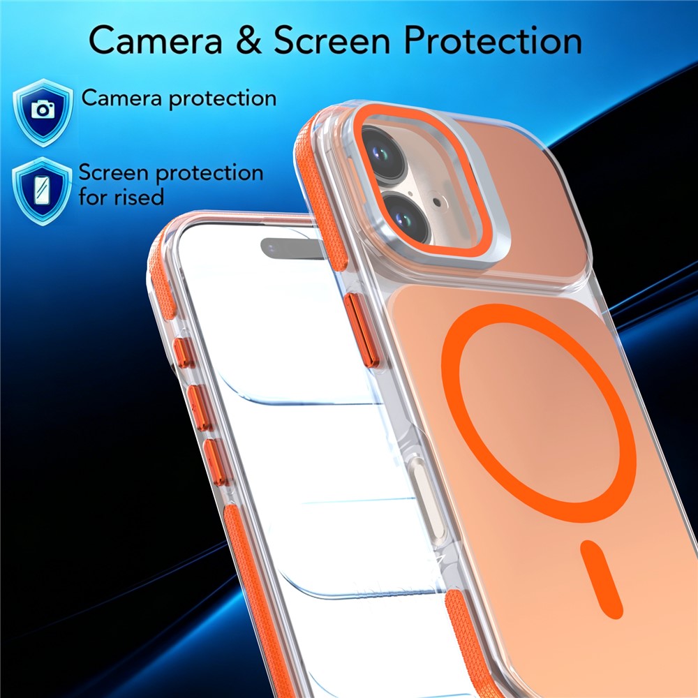 For iPhone 16 Magnetic Case Camera Frame Kickstand TPU Acrylic Shockproof Phone Cover