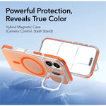 For iPhone 16 Magnetic Case Camera Frame Kickstand TPU Acrylic Shockproof Phone Cover