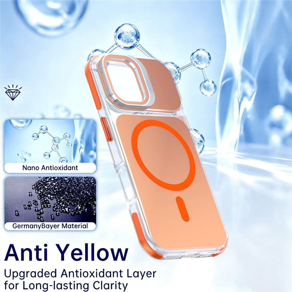For iPhone 16 Magnetic Case Camera Frame Kickstand TPU Acrylic Shockproof Phone Cover