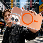 For iPhone 16 Magnetic Case Camera Frame Kickstand TPU Acrylic Shockproof Phone Cover