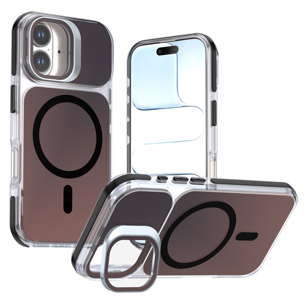 For iPhone 16 Magnetic Case Camera Frame Kickstand TPU Acrylic Shockproof Phone Cover