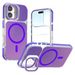For iPhone 16 Magnetic Case Camera Frame Kickstand TPU Acrylic Shockproof Phone Cover