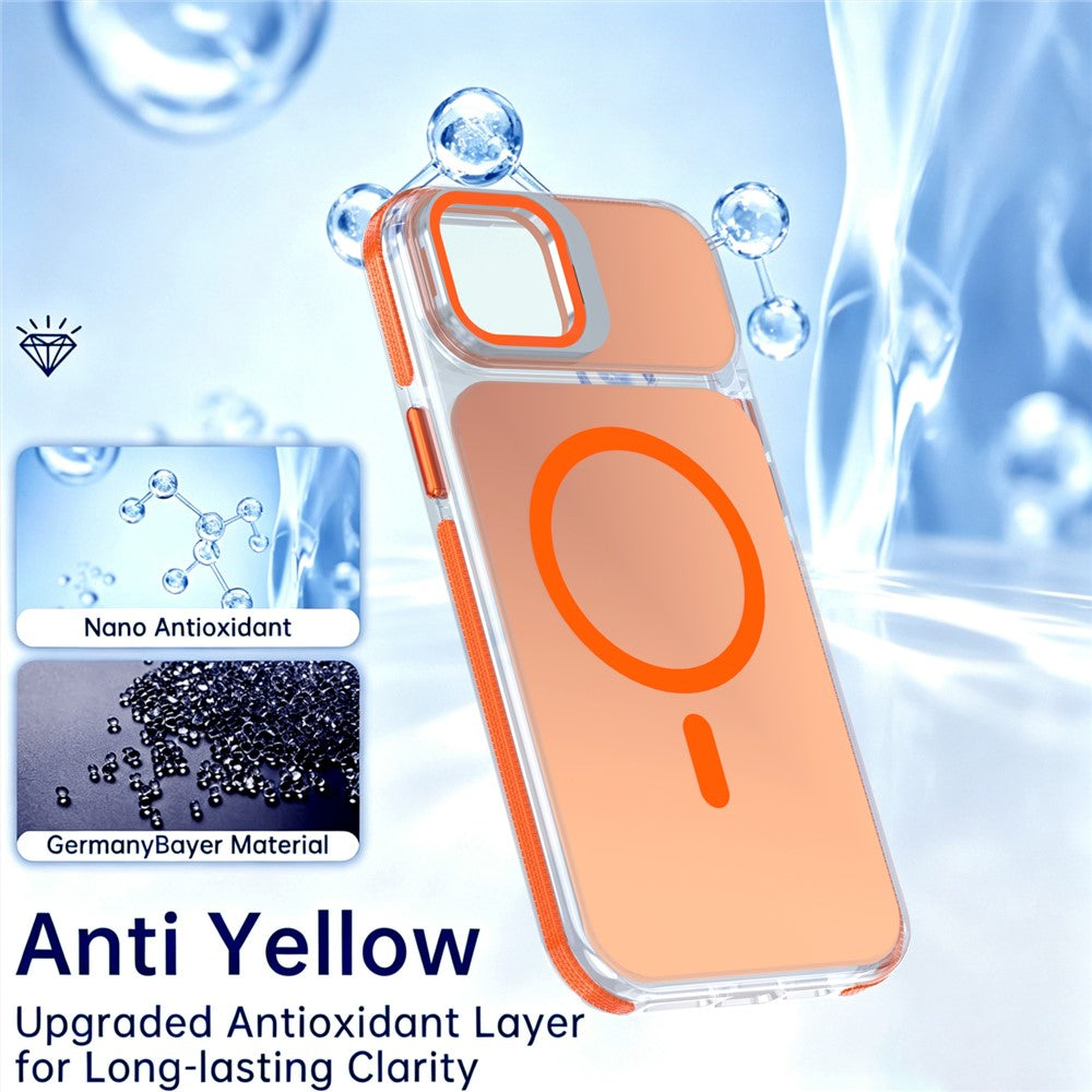 For iPhone 15 Magnetic Case Camera Frame Kickstand TPU Acrylic Shockproof Phone Cover