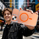 For iPhone 14  /  13 Magnetic Case Camera Frame Kickstand TPU Acrylic Shockproof Phone Cover